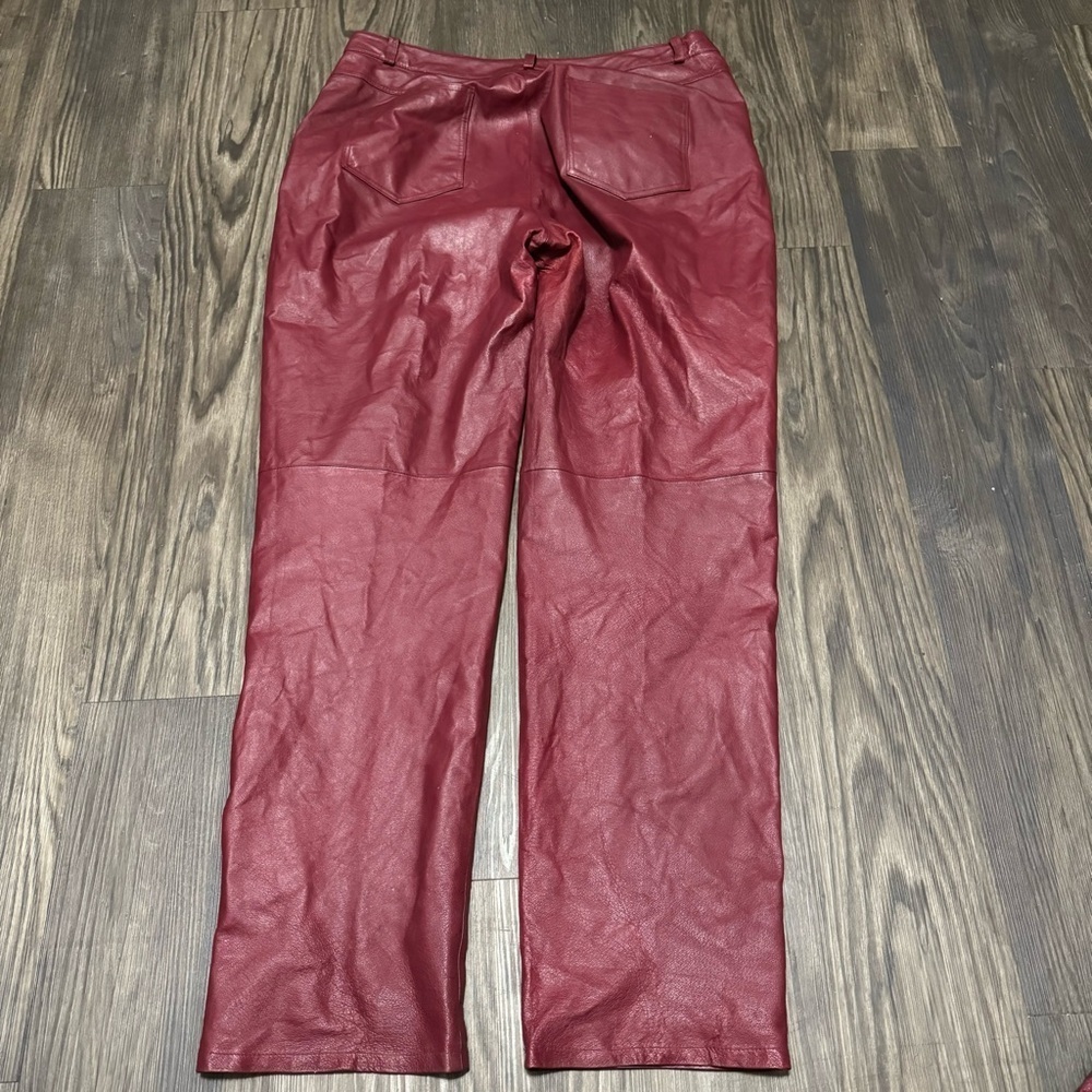 Vintage 90s Metrostyle Burgundy Leather Pants size 16 - Picture 2 of 6